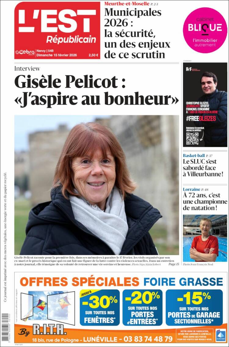 Portada de L'Est Republicain (Francia)