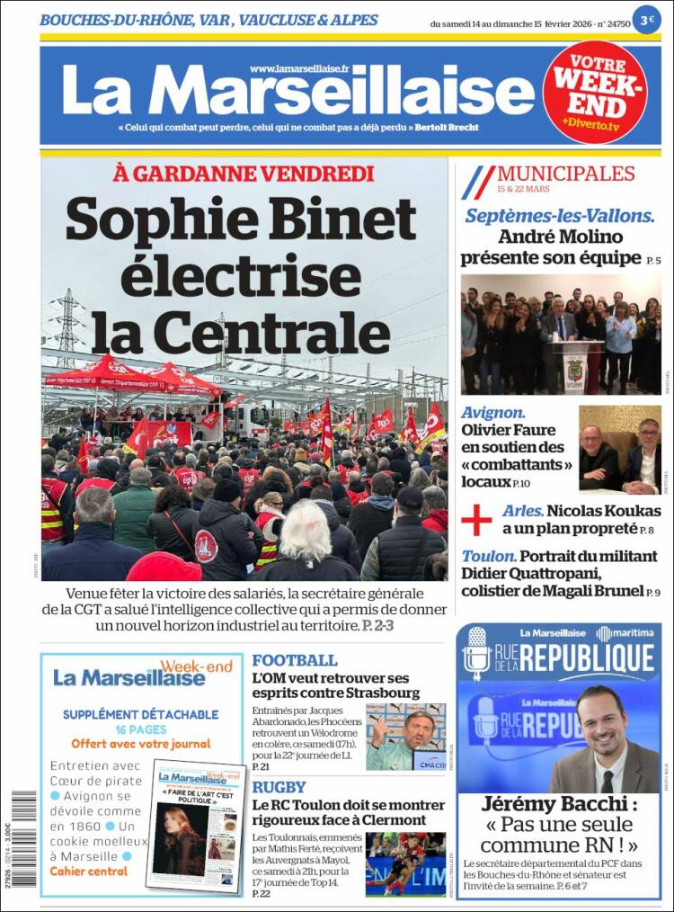 Portada de La Marseillaise (Francia)