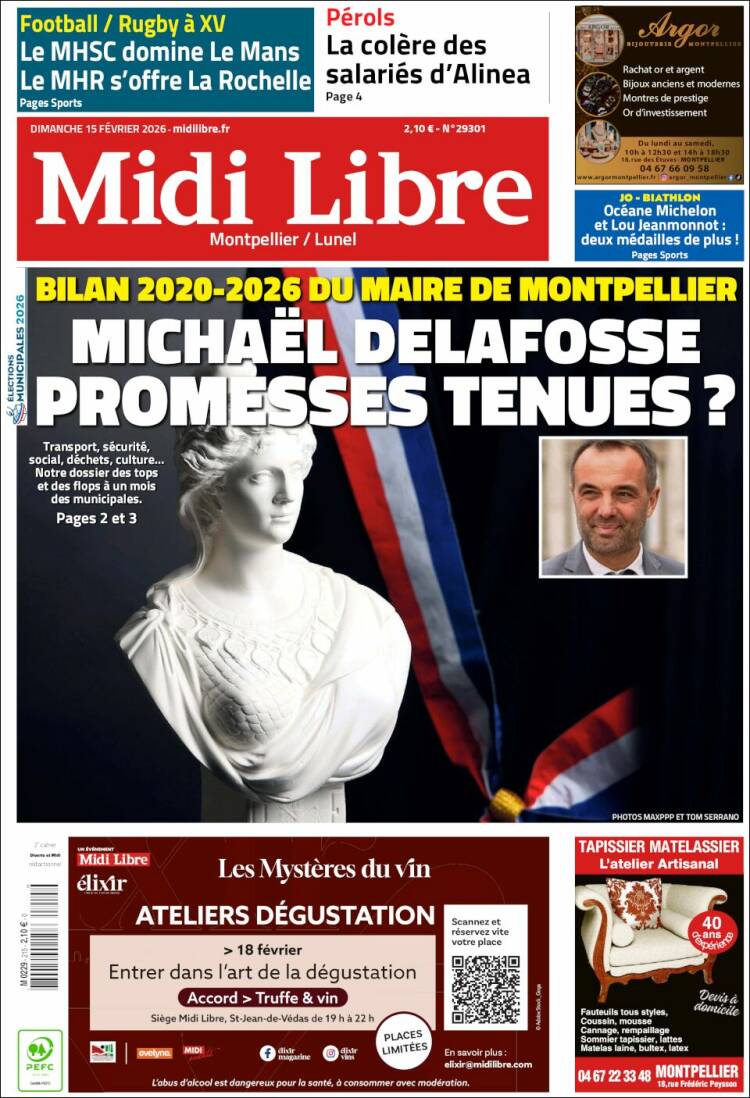 Portada de Midi Libre (Francia)