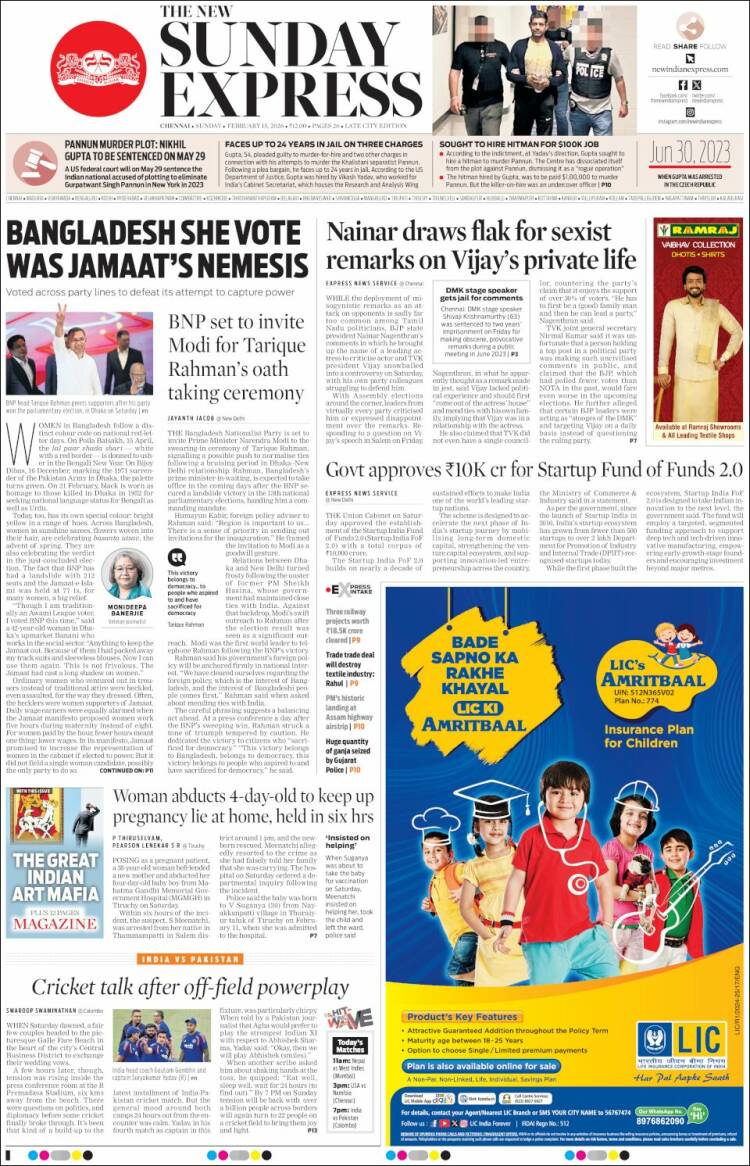 Portada de New Indian Express (India)