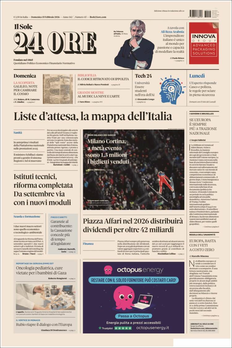 Portada de Il Sole 24 ORE (Italia)