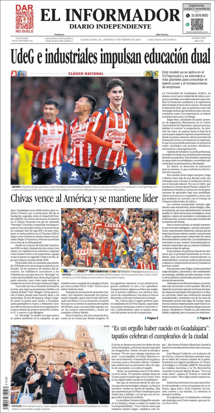 Portada de El Informador (M&eacute;xico)