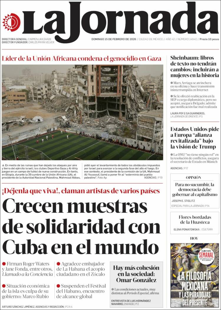 Portada de La Jornada (M&eacute;xico)