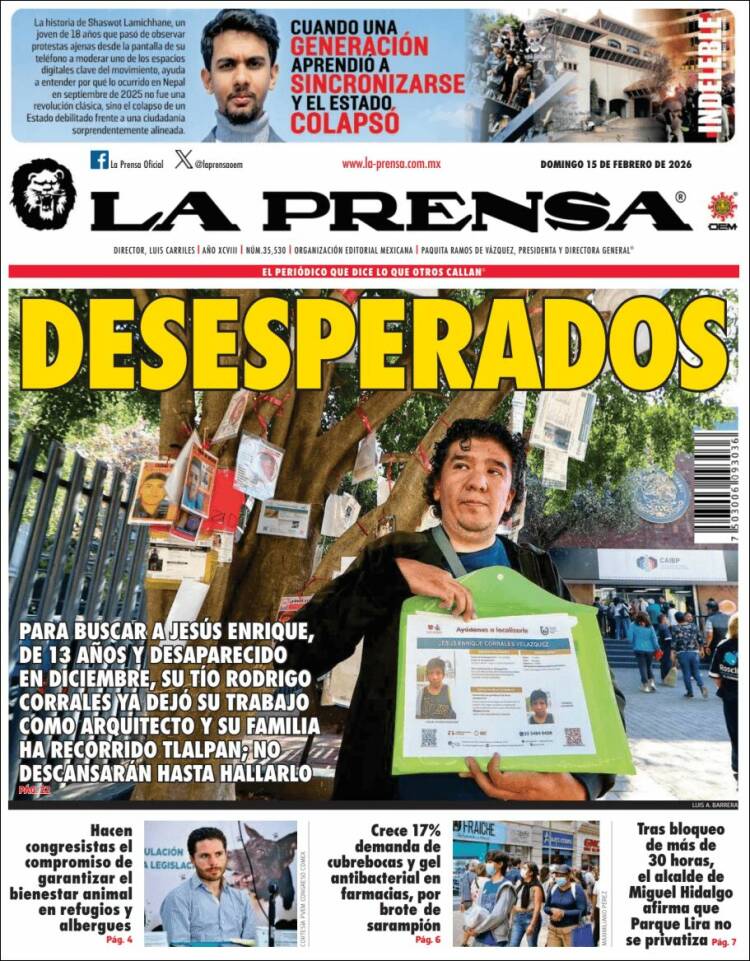 Portada de La Prensa (M&eacute;xico)