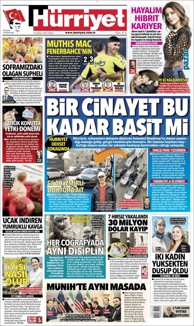 Portada de Hürriyet (Turqu&iacute;a)