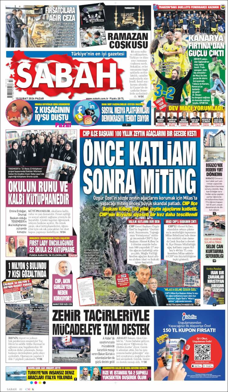 Portada de Sabah (Turqu&iacute;a)