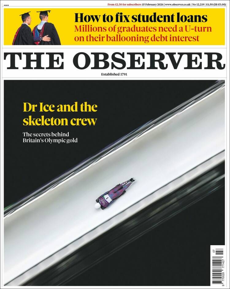 Portada de The Observer (Reino Unido)