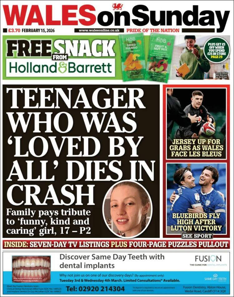 Portada de Western Mail (Reino Unido)