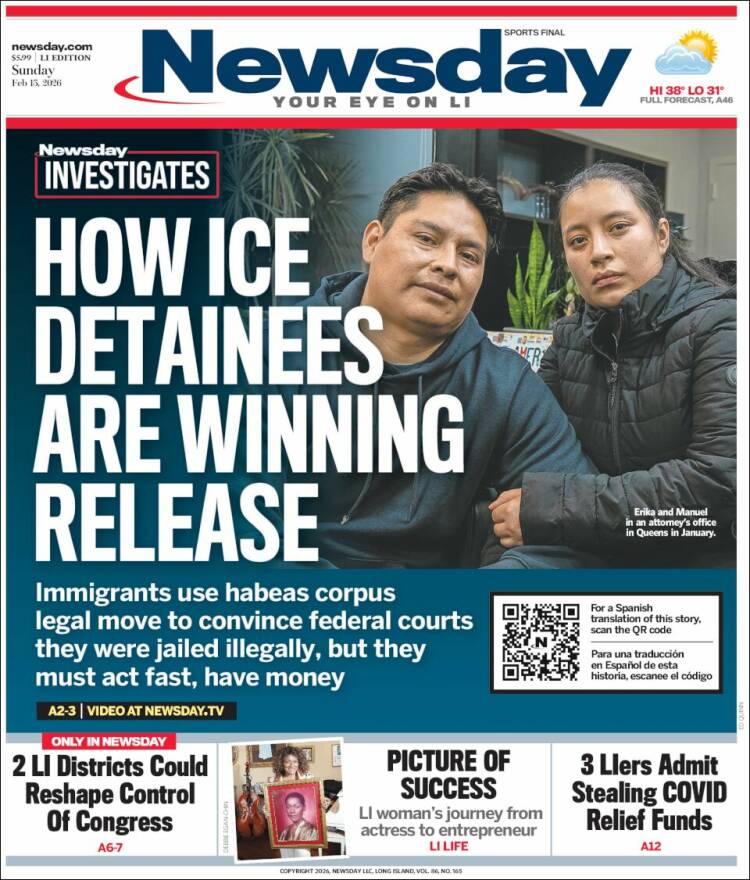 Portada de Newsday (USA)