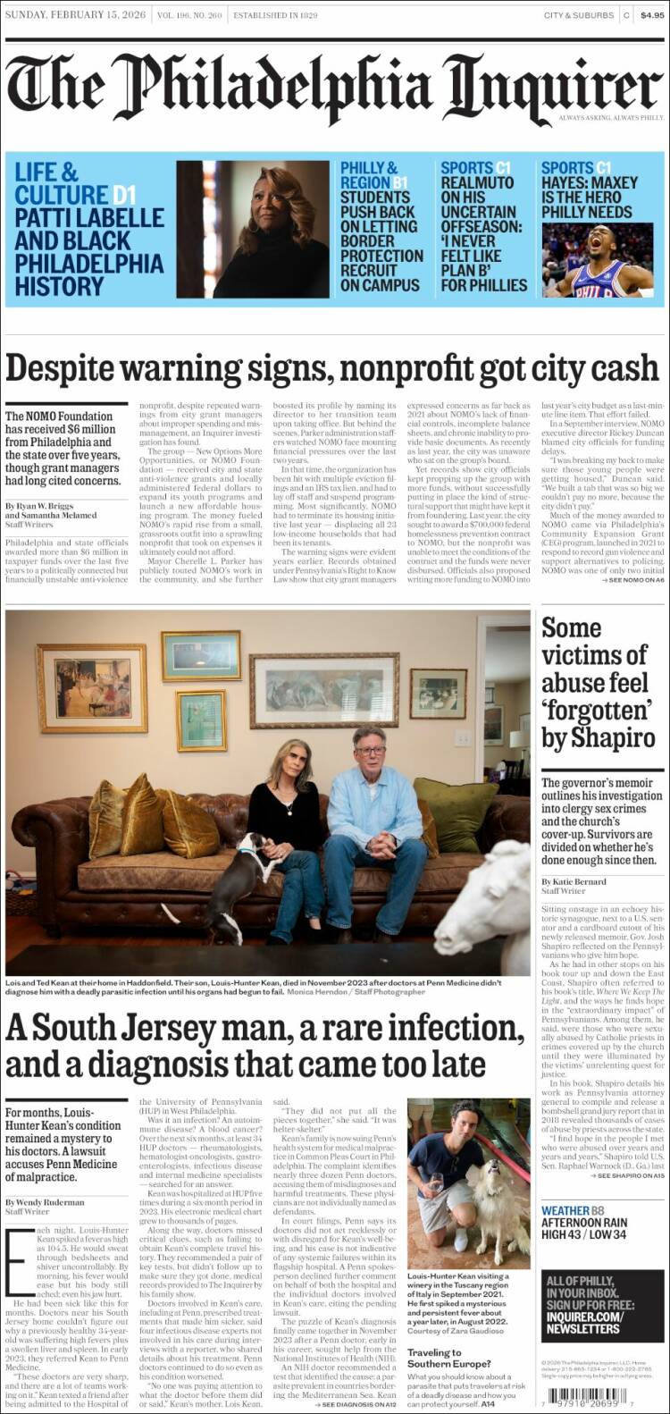 Portada de Philadelphia Inquirer (USA)