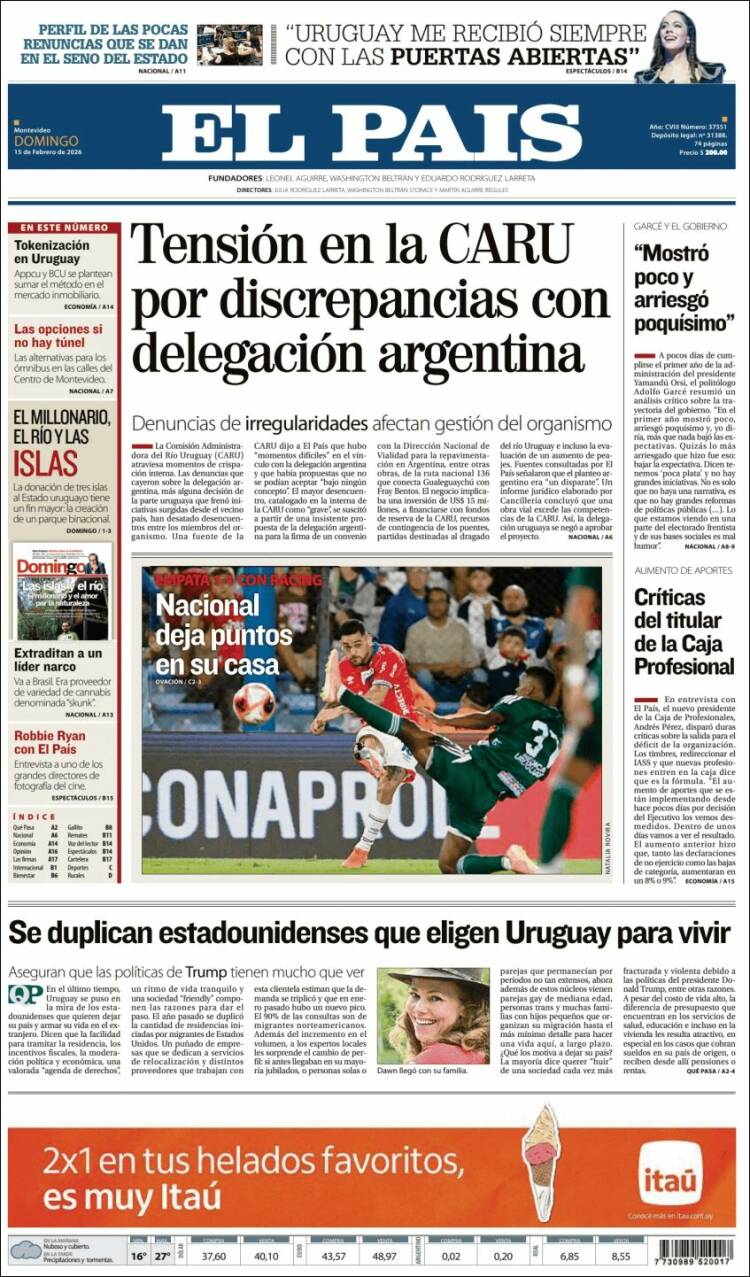 Portada de El País (Uruguay)