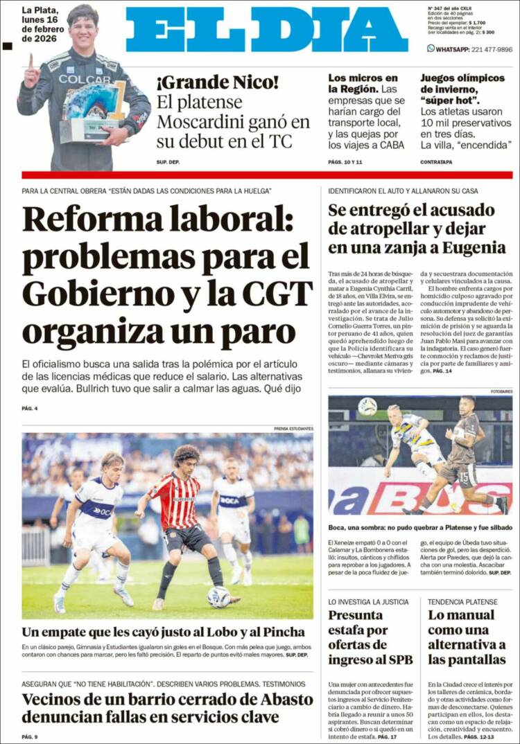 Portada de El Día de la Plata (Argentina)