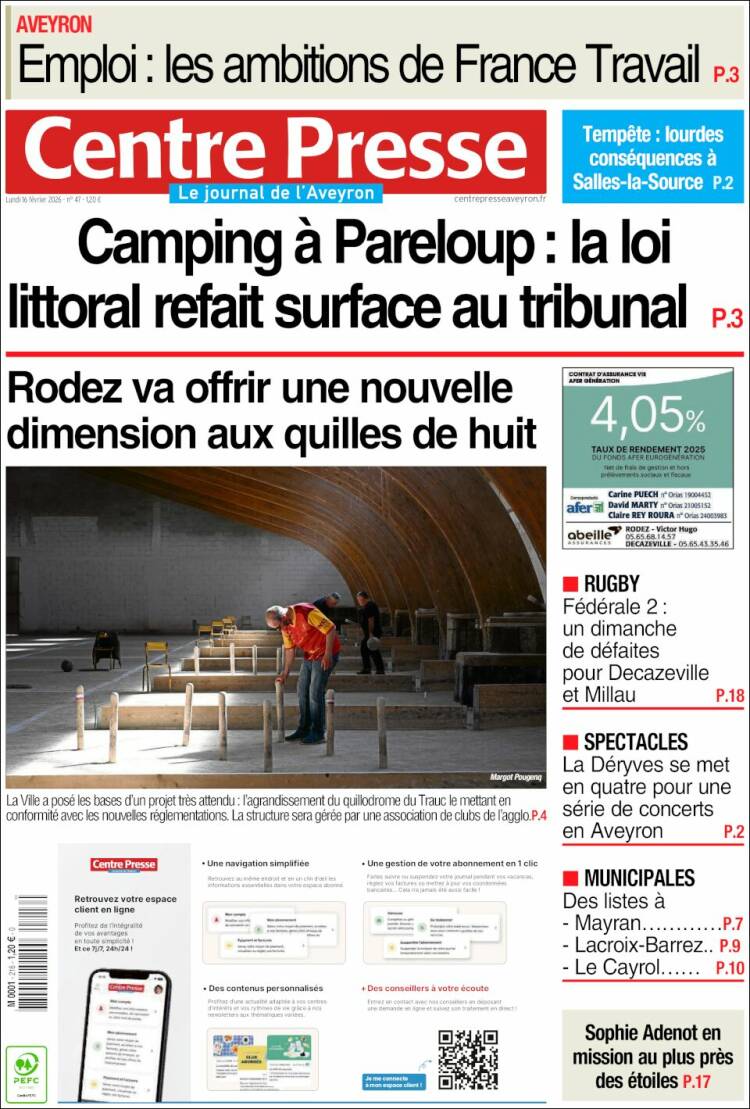 Portada de Centre Presse (Francia)