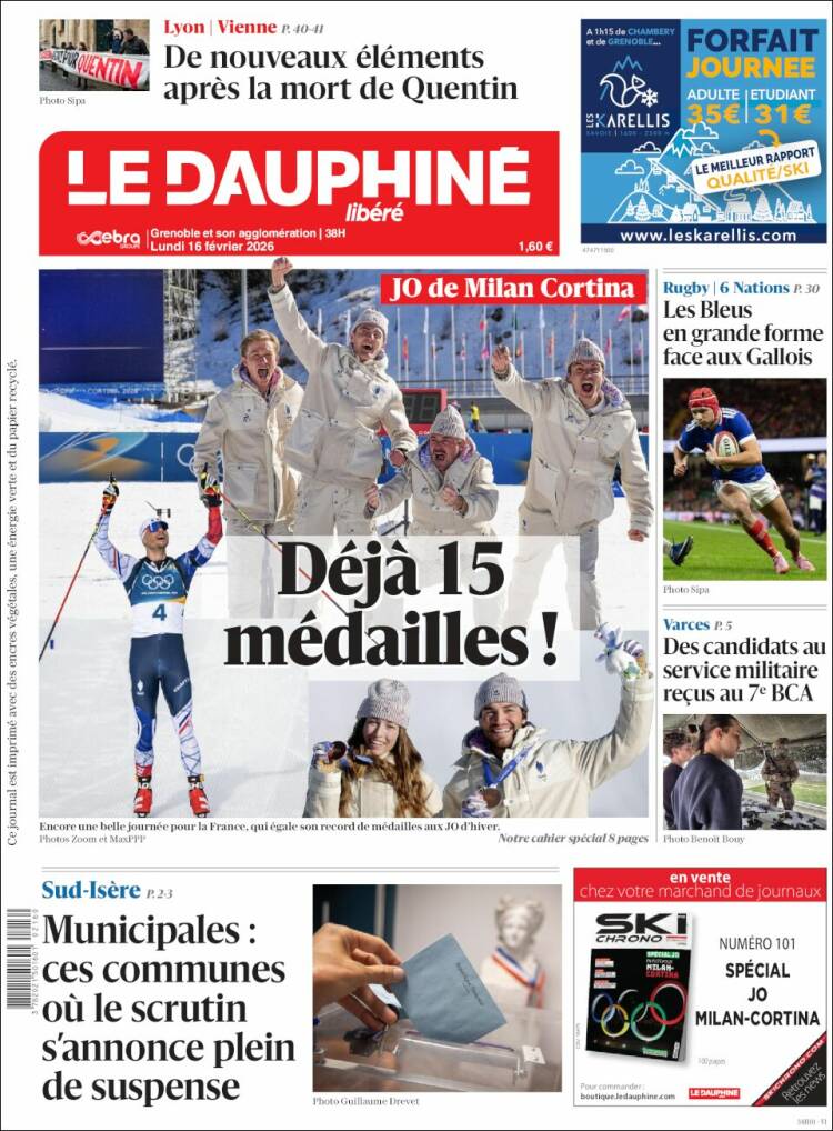 Portada de Le Dauphiné Libéré (Francia)