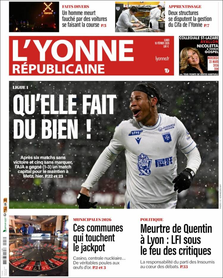 Portada de L'Yonne-Républicaine (Francia)