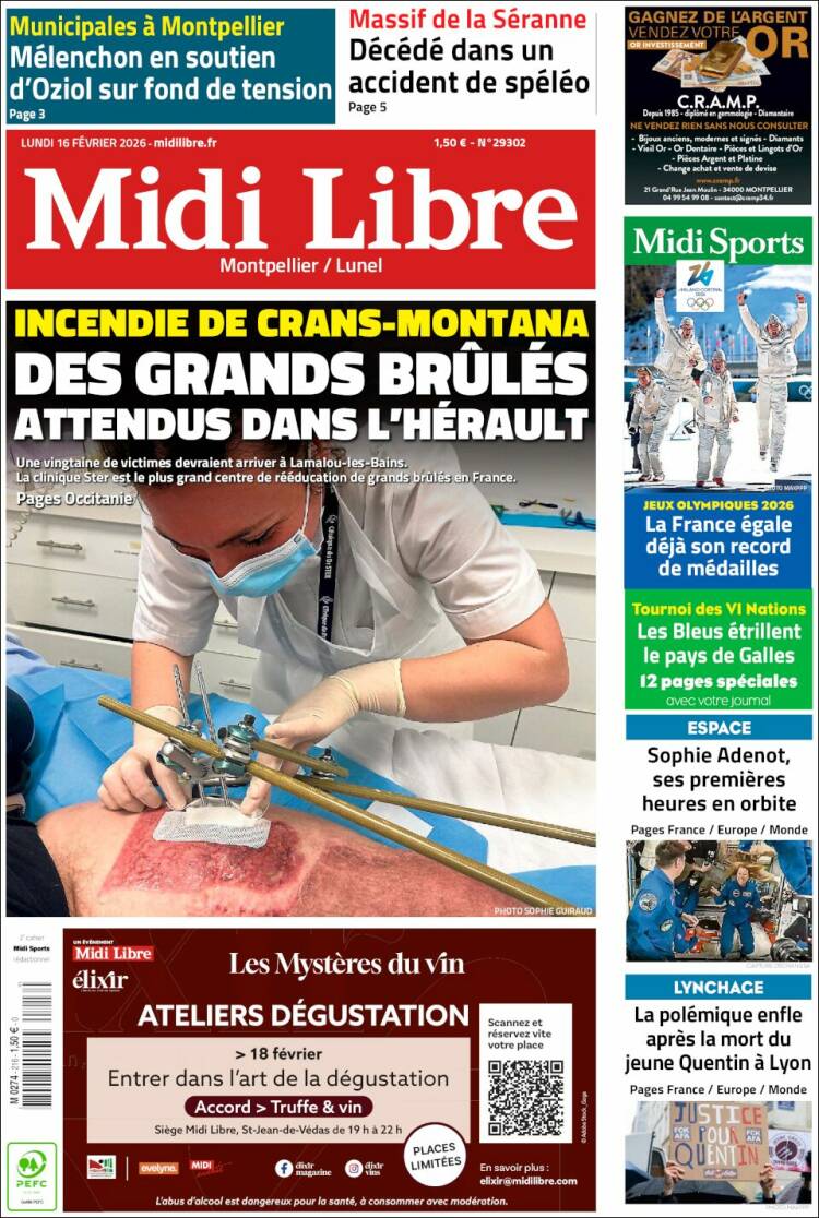 Portada de Midi Libre (Francia)