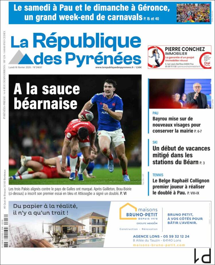 Portada de La République des Pyrénées (Francia)