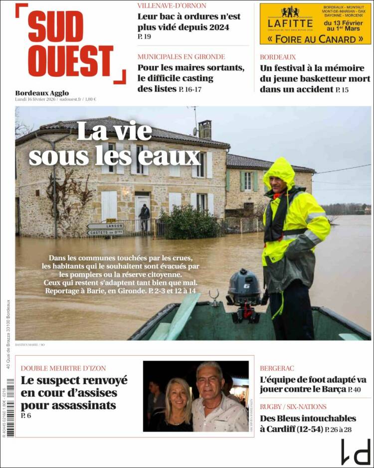 Portada de Sud Ouest (Francia)