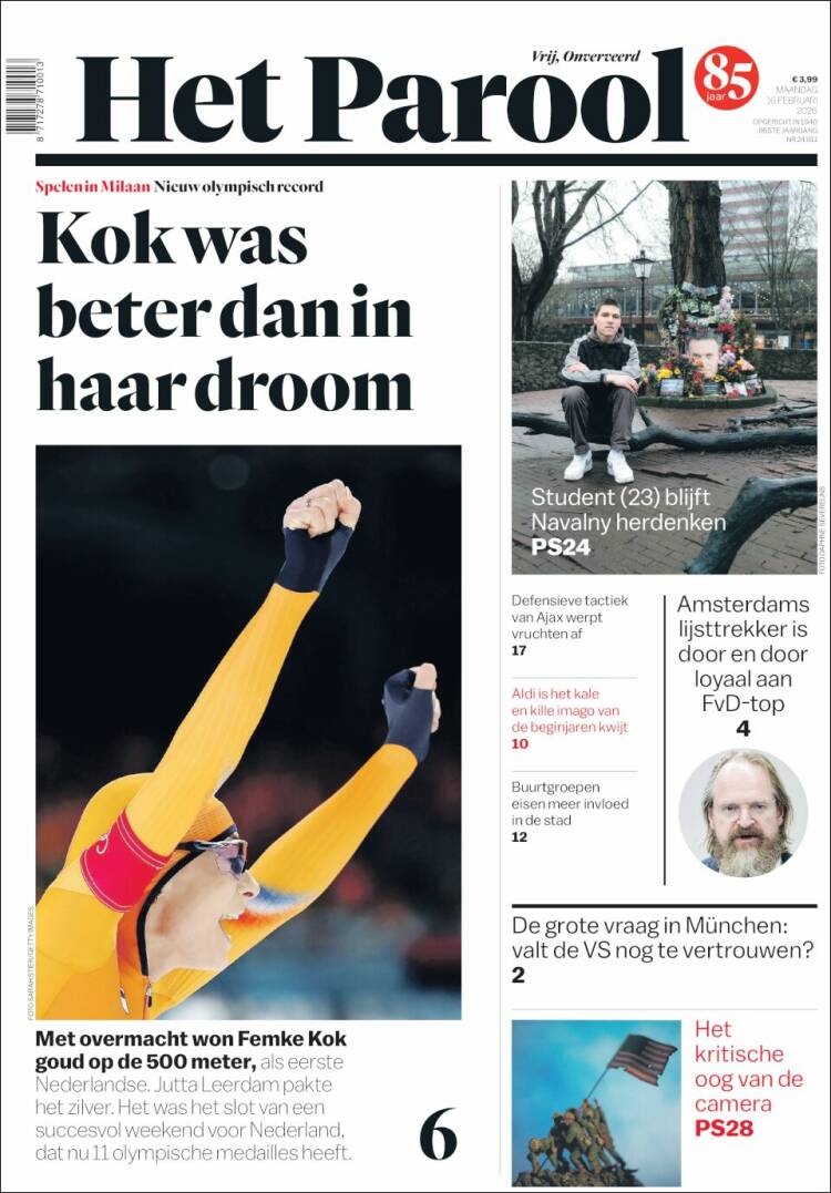 Portada de Het Parool (Pa&iacute;ses Bajos)