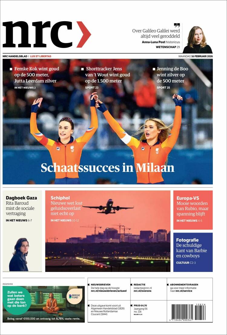 Portada de NRC Handelsblad (Pa&iacute;ses Bajos)