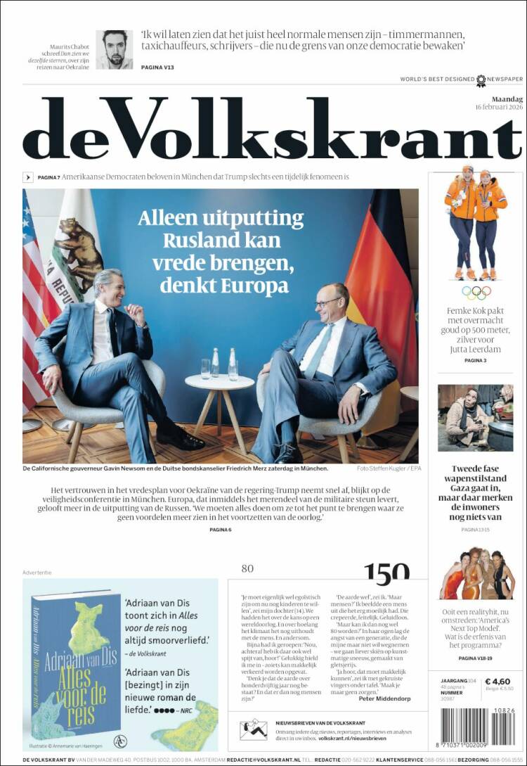 Portada de De Volkskrant (Pa&iacute;ses Bajos)