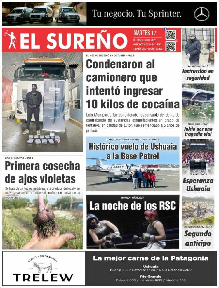 Portada de Diario El Sureño (Argentina)
