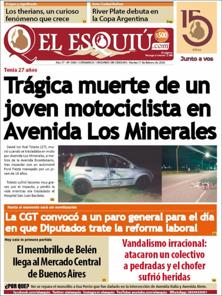 Portada de El Esquiu (Argentina)