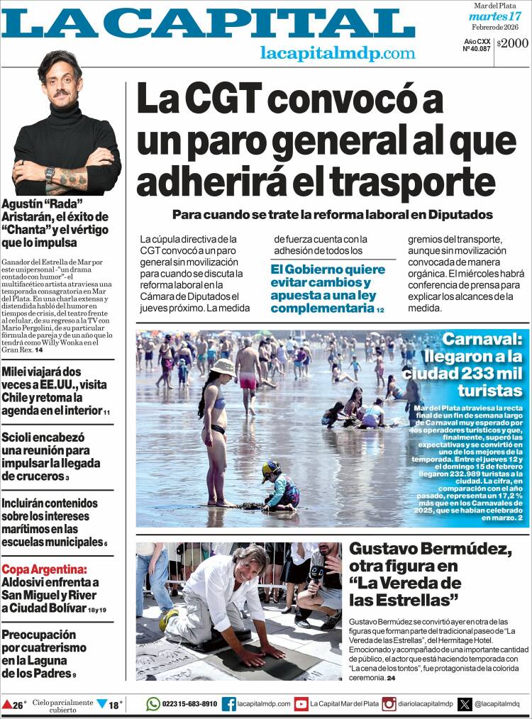 Portada de Diario La Capital - Mar del Plata (Argentina)