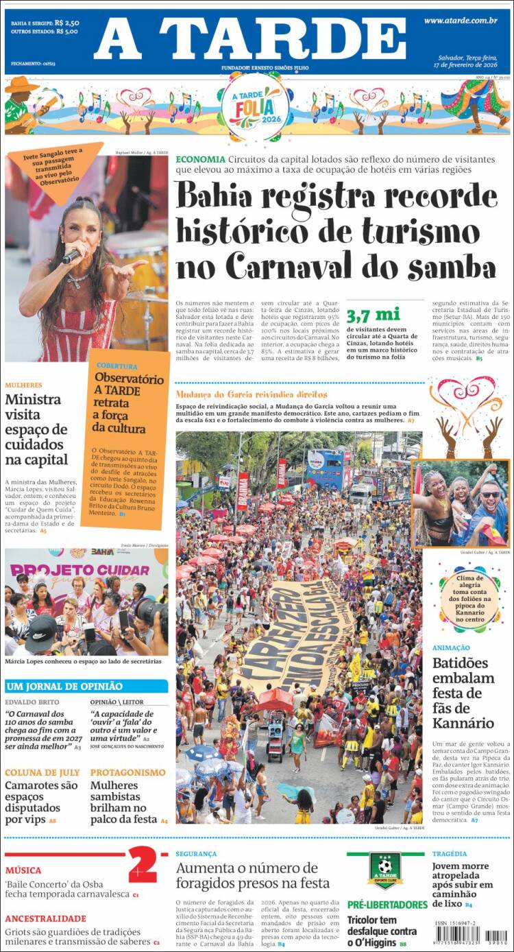 Portada de Diário A Tarde (Brasil)