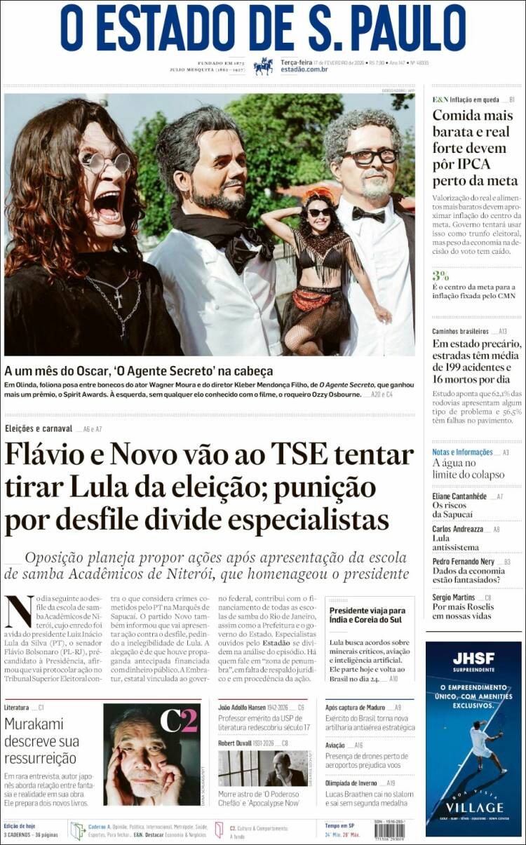 Portada de O Estado de São Paulo (Brasil)