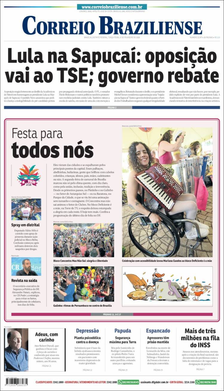 Portada de Correio Braziliense (Brasil)