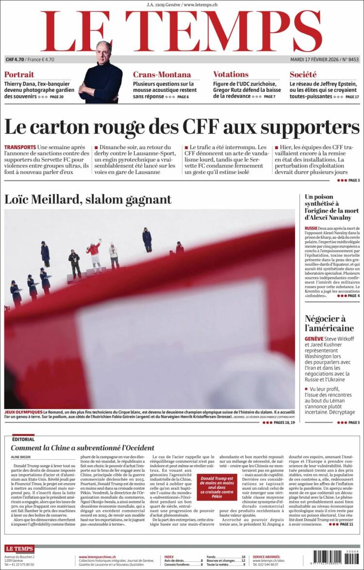 Portada de Le Matin (Suiza)
