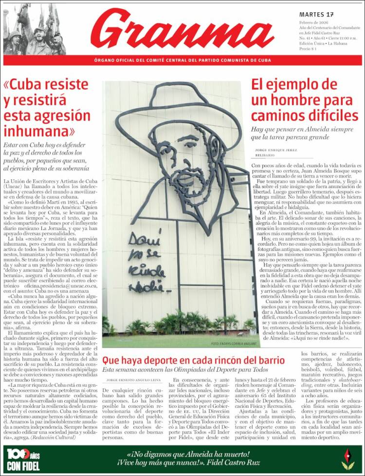 Portada de Granma (Cuba)