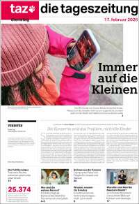 Portada de Die Tageszeitung (Allemagne)