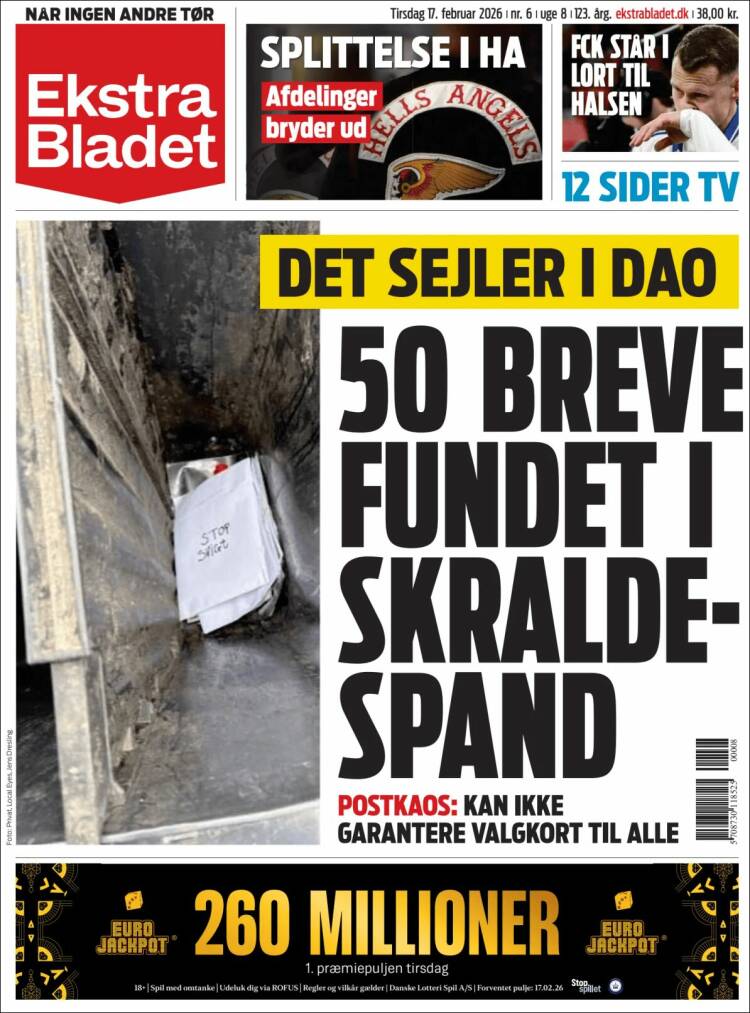 Portada de Ekstra Bladet (Dinamarca)