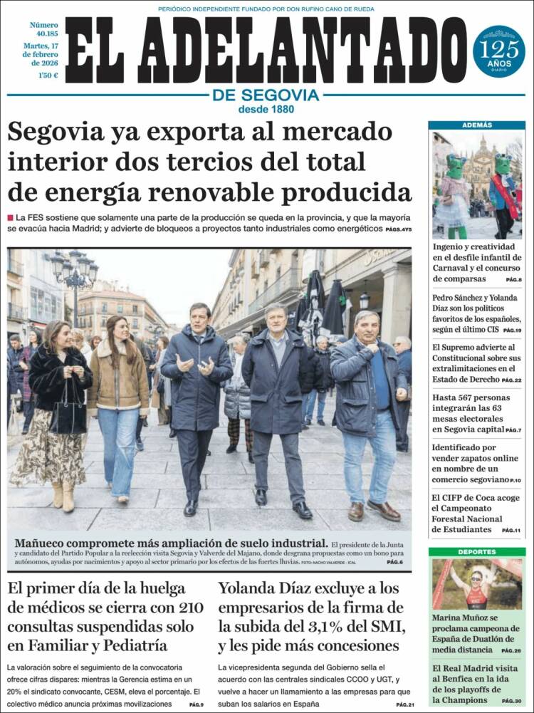 Portada de El Adelantado de Segovia (Espa&ntilde;a)