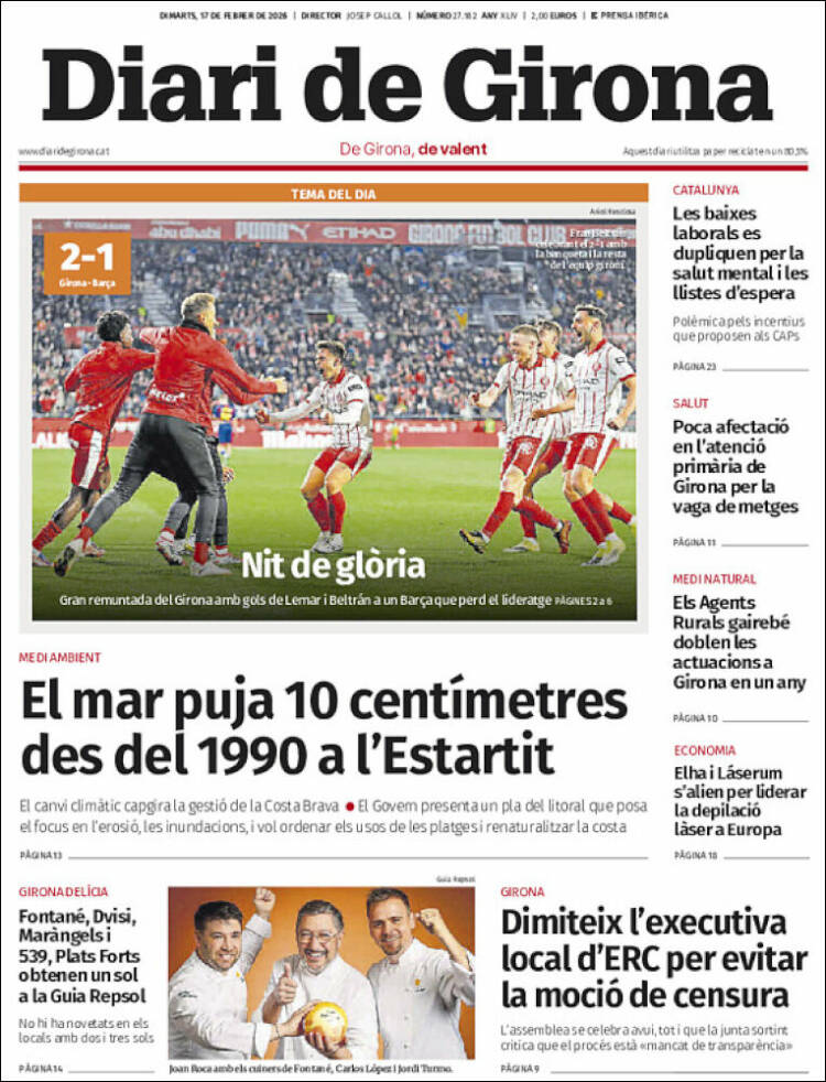 Portada de Diari de Girona (Espa&ntilde;a)