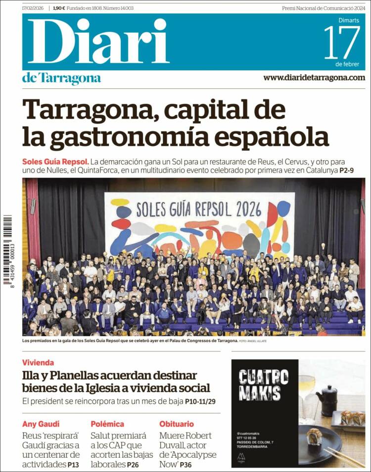 Portada de Diari de Tarragona (Espa&ntilde;a)
