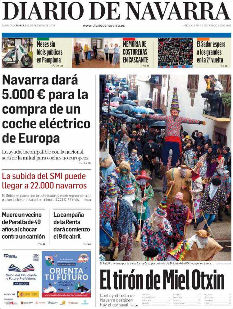 Portada de Diario de Navarra (Espa&ntilde;a)