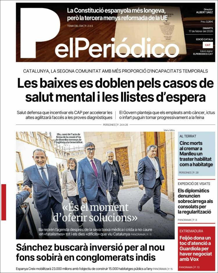 Portada de El Periódico de Catalunya (Espa&ntilde;a)