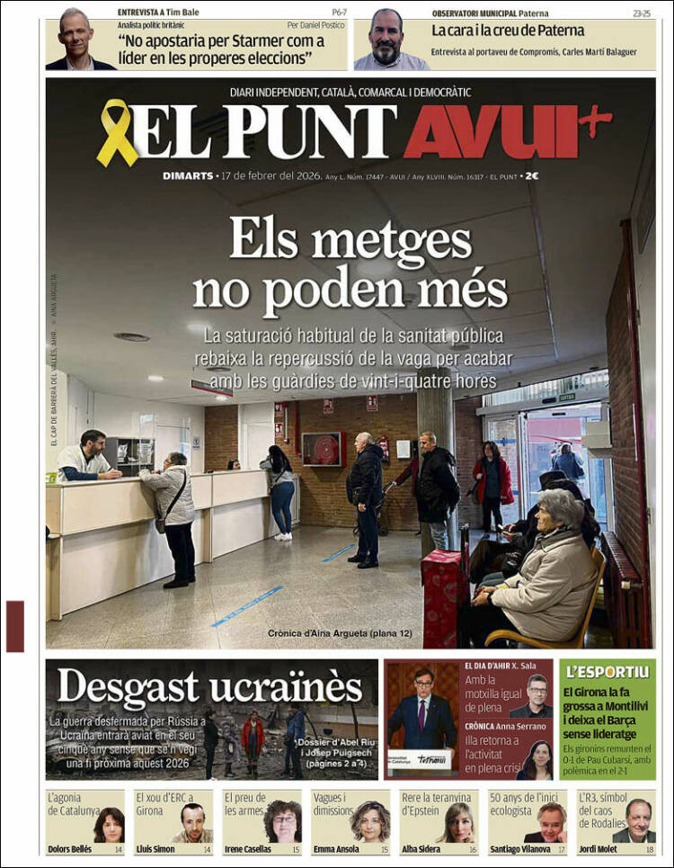 Portada de El Punt Avui (Espa&ntilde;a)