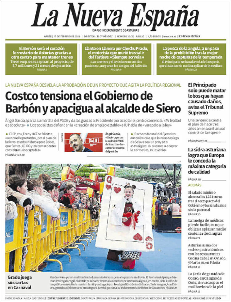 Portada de La Nueva España (Espa&ntilde;a)