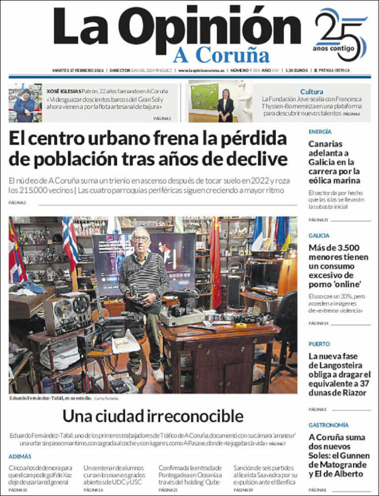 Portada de La Opinión de A Coruña (Espa&ntilde;a)