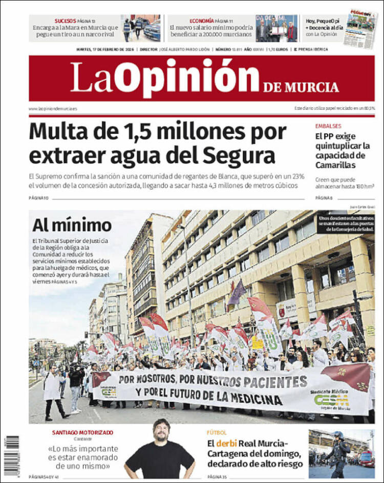 Portada de La Opinión de Murcia (Espa&ntilde;a)