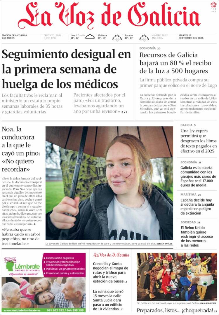 Portada de La Voz de Galicia (Espa&ntilde;a)