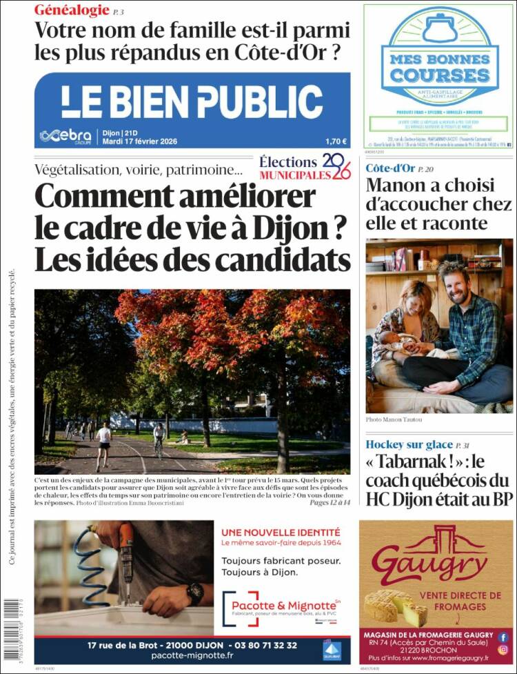 Portada de Le Bien Public (Francia)