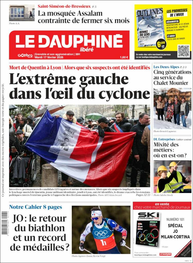 Portada de Le Dauphiné Libéré (Francia)
