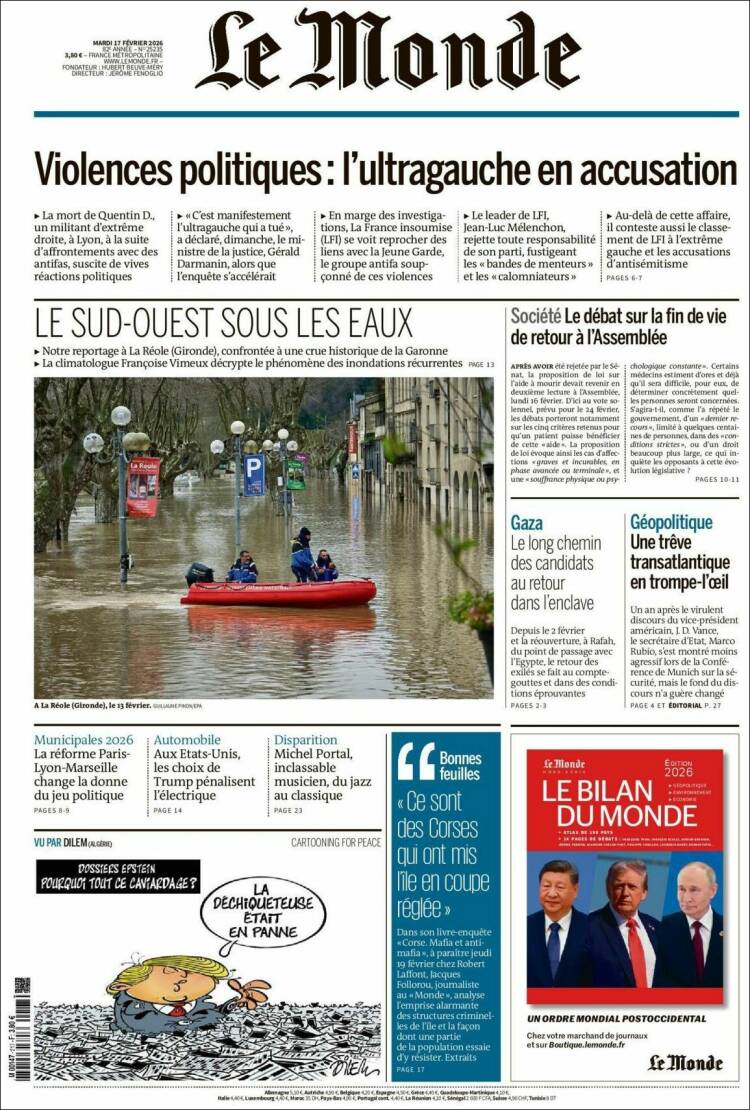 Portada de Le Monde (Francia)