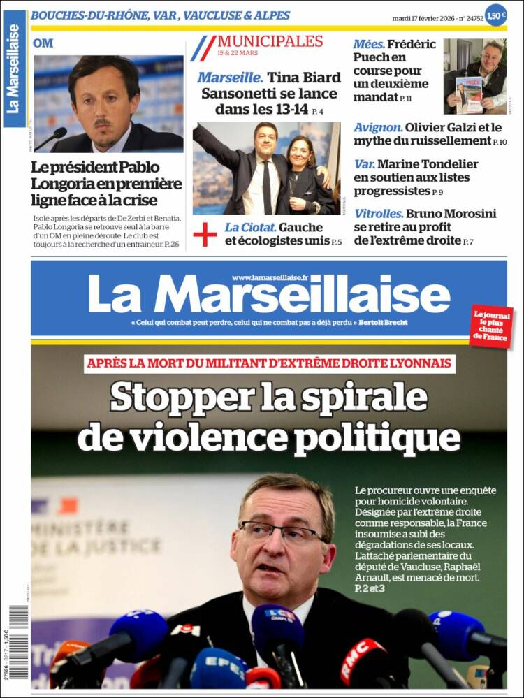 Portada de La Marseillaise (Francia)