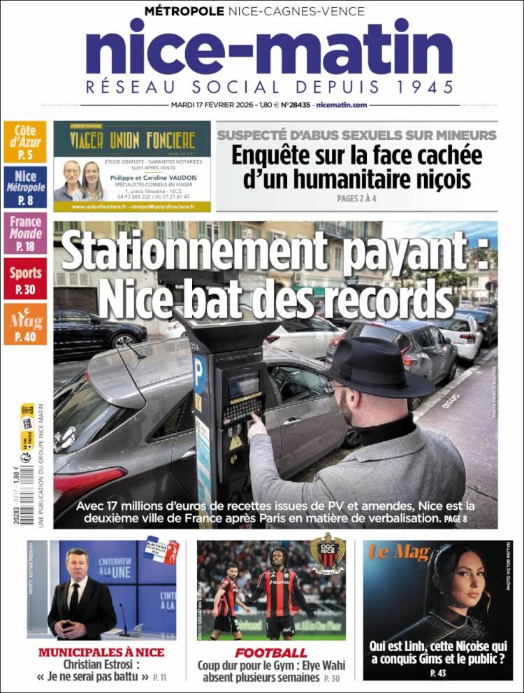 Portada de Nice-Matin (Francia)
